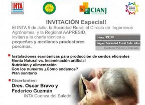 Charla técnica para pymes porcinas en 9 de Julio